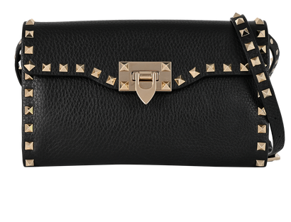 Rockstud Crossbody, &pound;595, Handbags, Black, Leather, Front view